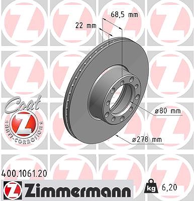Zimmermann Bremsscheibe [Hersteller-Nr. 400.1061.20] für Mercedes-Benz