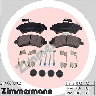 Zimmermann Bremsbelagsatz, Scheibenbremse [Hersteller-Nr. 24466.190.2] für Fiat, Peugeot, Citroën