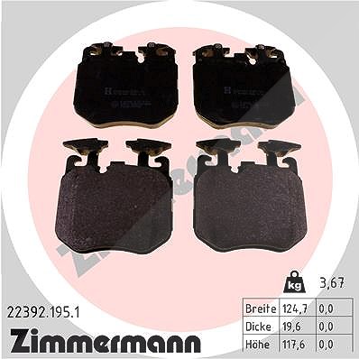 Zimmermann Bremsbelagsatz, Scheibenbremse [Hersteller-Nr. 22392.195.1] für BMW, Alpina