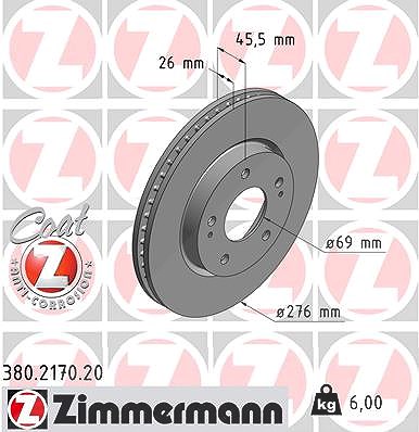 Zimmermann Bremsscheibe [Hersteller-Nr. 380.2170.20] für Mitsubishi