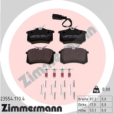 Zimmermann Bremsbelagsatz, Scheibenbremse [Hersteller-Nr. 23554.170.4] für VW, Ford, Seat