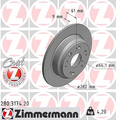 Zimmermann Bremsscheibe [Hersteller-Nr. 280.3174.20] für Honda