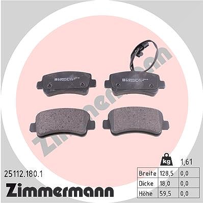 Zimmermann Bremsbeläge inkl. VWK Hinten (Satz) [Hersteller-Nr. 25112.180.1] für Renault, Nissan, Opel