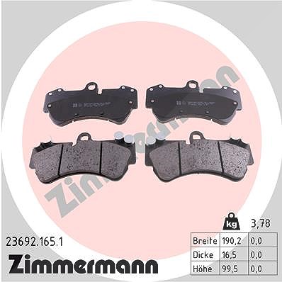 Zimmermann Bremsbelagsatz, Scheibenbremse [Hersteller-Nr. 23692.165.1] für Mercedes-Benz, Porsche, VW