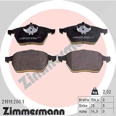 Zimmermann Bremsbelagsatz, Scheibenbremse [Hersteller-Nr. 21911.200.1] für Skoda, Seat, VW, Audi