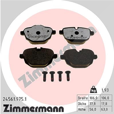Zimmermann Bremsbelagsatz, Scheibenbremse [Hersteller-Nr. 24561.975.1] für BMW