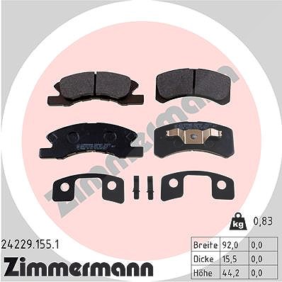 Zimmermann Bremsbelagsatz, Scheibenbremse [Hersteller-Nr. 24229.155.1] für Perodua, Mitsubishi, Daihatsu