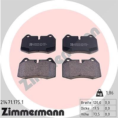 Zimmermann Bremsbelagsatz, Scheibenbremse [Hersteller-Nr. 21471.175.1] für BMW