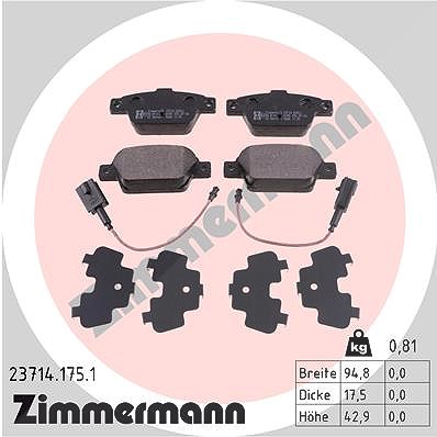 Zimmermann Bremsbelagsatz, Scheibenbremse [Hersteller-Nr. 23714.175.1] für Fiat, Lancia