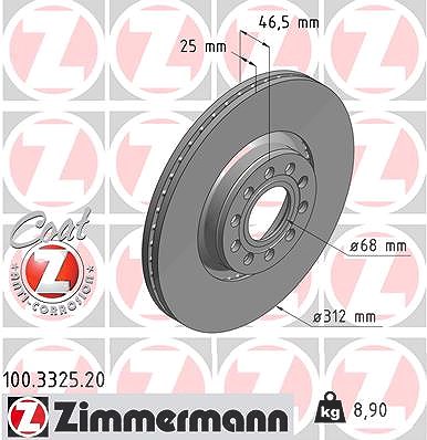 Zimmermann Bremsscheibe [Hersteller-Nr. 100.3325.20] für Skoda, VW