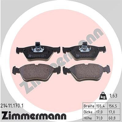 Zimmermann Bremsbelagsatz, Scheibenbremse [Hersteller-Nr. 21411.170.1] für Opel, Saab, Vauxhall