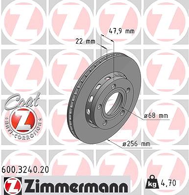 Zimmermann Bremsscheibe [Hersteller-Nr. 600.3240.20] für Audi, VW