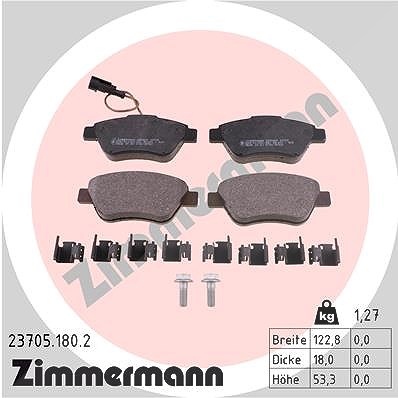 Zimmermann Bremsbelagsatz, Scheibenbremse [Hersteller-Nr. 23705.180.2] für Alfa Romeo, Fiat, Citroën, Peugeot, Lancia