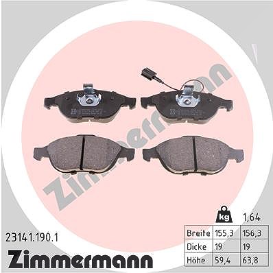 Zimmermann Bremsbelagsatz, Scheibenbremse [Hersteller-Nr. 23141.190.1] für Alfa Romeo, Lancia