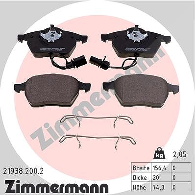 Zimmermann Bremsbelagsatz, Scheibenbremse [Hersteller-Nr. 21938.200.2] für Audi