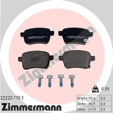 Zimmermann Bremsbelagsatz, Scheibenbremse [Hersteller-Nr. 22220.170.1] für Fiat, Vauxhall, Opel