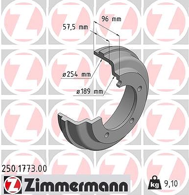 Zimmermann Bremstrommel [Hersteller-Nr. 250.1773.00] für Ford