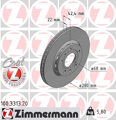 Zimmermann Bremsscheibe [Hersteller-Nr. 100.3313.20] für VW, Audi