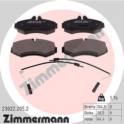 Zimmermann Bremsbelagsatz, Scheibenbremse [Hersteller-Nr. 23022.205.2] für Mercedes-Benz