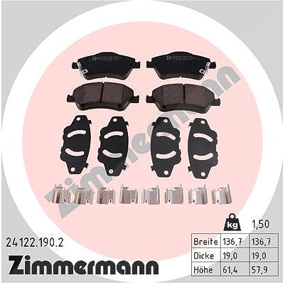 Zimmermann Bremsbelagsatz, Scheibenbremse [Hersteller-Nr. 24122.190.2] für Toyota