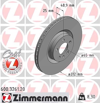 Zimmermann Bremsscheibe [Hersteller-Nr. 600.3261.20] für VW