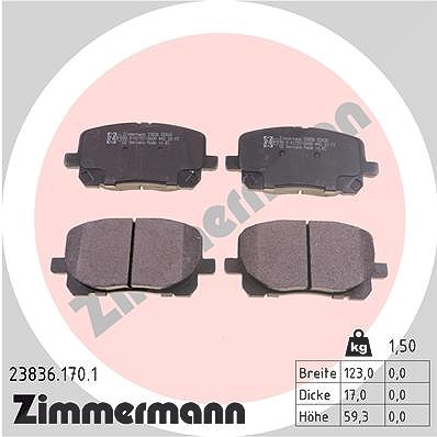 Zimmermann Bremsbelagsatz, Scheibenbremse [Hersteller-Nr. 23836.170.1] für Toyota
