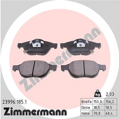 Zimmermann Bremsbelagsatz, Scheibenbremse [Hersteller-Nr. 23996.185.1] für Toyota