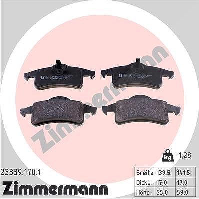 Zimmermann Bremsbelagsatz, Scheibenbremse [Hersteller-Nr. 23339.170.1] für Jeep