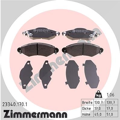 Zimmermann Bremsbelagsatz, Scheibenbremse [Hersteller-Nr. 23340.170.1] für Toyota