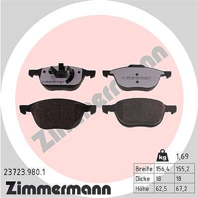 Zimmermann Bremsbelagsatz, Scheibenbremse [Hersteller-Nr. 23723.980.1] für Volvo, Mazda, Ford