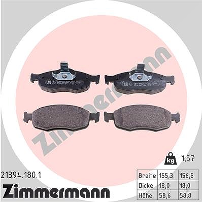 Zimmermann Bremsbelagsatz, Scheibenbremse [Hersteller-Nr. 21394.180.1] für Ford