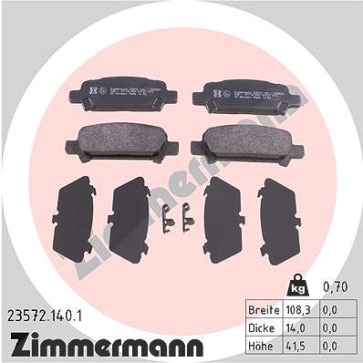 Zimmermann Bremsbelagsatz, Scheibenbremse [Hersteller-Nr. 23572.140.1] für Subaru