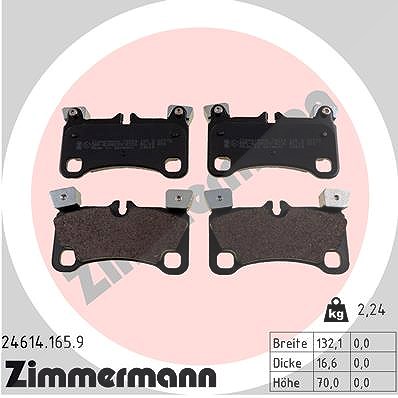 Zimmermann Bremsbelagsatz, Scheibenbremse [Hersteller-Nr. 24614.165.9] für VW, Porsche, Audi
