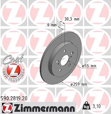 Zimmermann Bremsscheibe [Hersteller-Nr. 590.2819.20] für Subaru, Toyota
