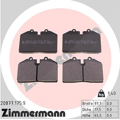 Zimmermann Bremsbelagsatz, Scheibenbremse [Hersteller-Nr. 20877.175.9] für Porsche