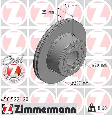 Zimmermann Bremsscheibe [Hersteller-Nr. 450.5221.20] für Land Rover