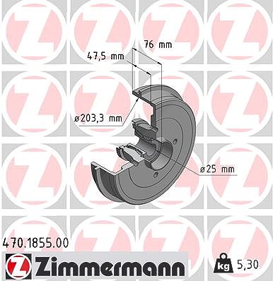 Zimmermann Bremstrommel [Hersteller-Nr. 470.1855.00] für Renault, Dacia