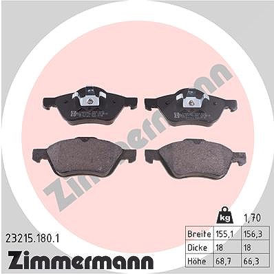 Zimmermann Bremsbelagsatz, Scheibenbremse [Hersteller-Nr. 23215.180.1] für Renault