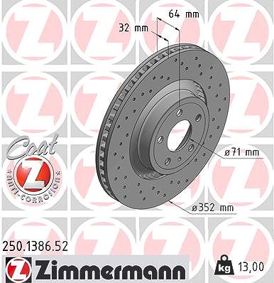Zimmermann Bremsscheibe [Hersteller-Nr. 250.1386.52] für Ford Usa