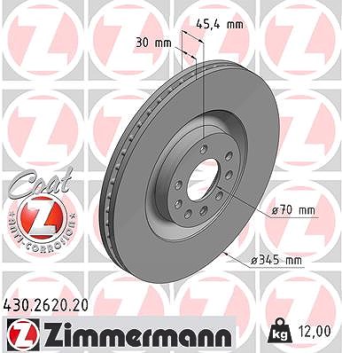 Zimmermann Bremsscheibe [Hersteller-Nr. 430.2620.20] für Vauxhall, Opel, Saab