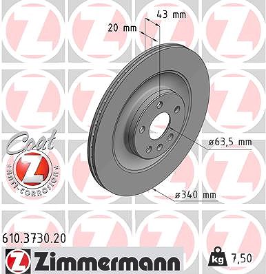 Zimmermann Bremsscheibe [Hersteller-Nr. 610.3730.20] für Polestar, Volvo