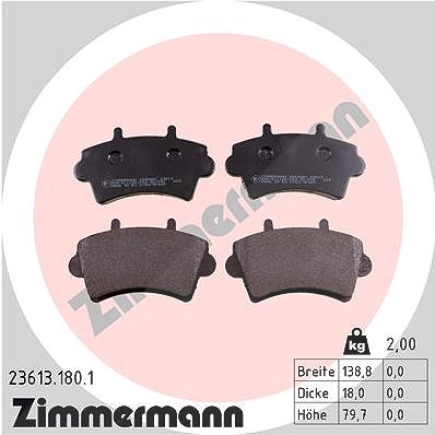 Zimmermann Bremsbelagsatz, Scheibenbremse [Hersteller-Nr. 23613.180.1] für Renault, Opel, Nissan, Vauxhall