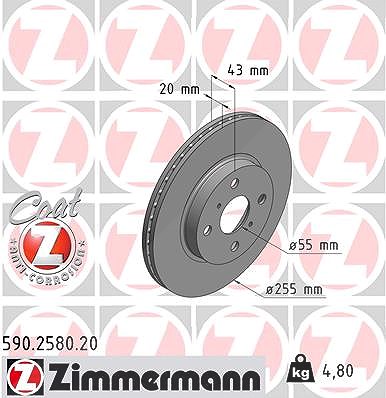Zimmermann Bremsscheibe [Hersteller-Nr. 590.2580.20] für Toyota