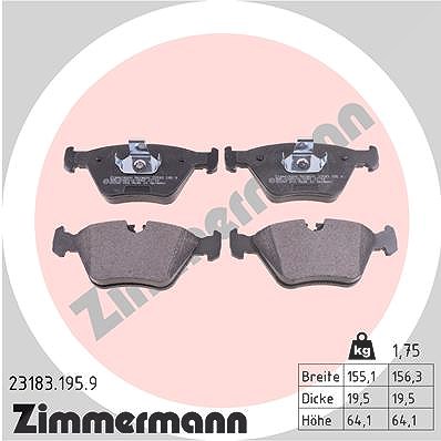 Zimmermann Bremsbelagsatz, Scheibenbremse [Hersteller-Nr. 23183.195.9] für BMW