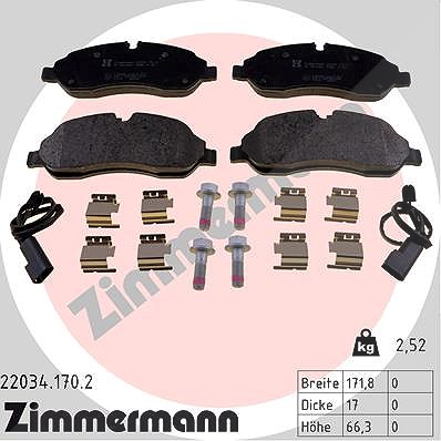 Zimmermann Bremsbeläge mit VWK vorne (Satz) [Hersteller-Nr. 22034.170.2] für Ford