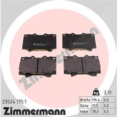 Zimmermann Bremsbelagsatz, Scheibenbremse [Hersteller-Nr. 23524.175.1] für Lexus, Toyota