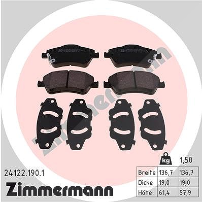 Zimmermann Bremsbelagsatz, Scheibenbremse [Hersteller-Nr. 24122.190.1] für Toyota