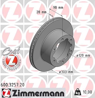 Zimmermann Bremsscheibe [Hersteller-Nr. 600.3257.20] für Man, VW