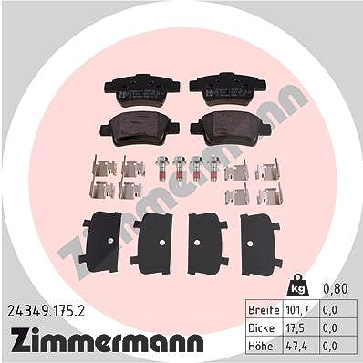 Zimmermann Bremsbelagsatz, Scheibenbremse [Hersteller-Nr. 24349.175.2] für Vauxhall, Opel, Abarth, Fiat