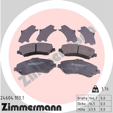 Zimmermann Bremsbelagsatz, Scheibenbremse [Hersteller-Nr. 24604.180.1] für Jeep, Fiat, Chrysler, VW, Dodge